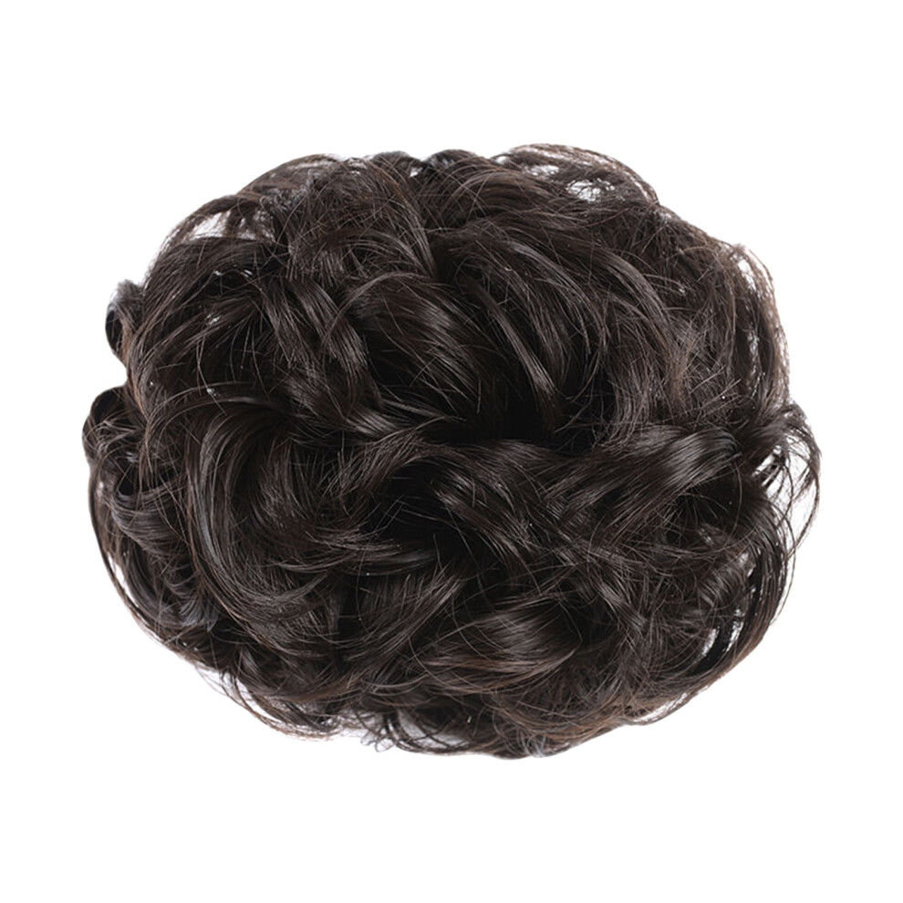 Women's curly clip-in hair ring wig with flower bud design