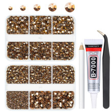 qiipii 3060PCS Retro Braune Harzstrasssteine für Basteln Kaffee Flachrücken 2mm 3mm 4mm 5mm 6mm