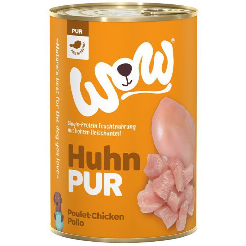 wow WOW | Monoprotein hundefoder | 400g dåse - Huhn Pur - Kylling 400g