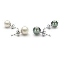Butterfly Post Pearl Earrings White Gold Plated Brass 2 pcs