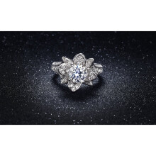 Flower Ring 18K White Gold Plated Brass 3.00 CTTW Zirconia