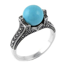 Marcasite sterling silver pearl ring size 6-9