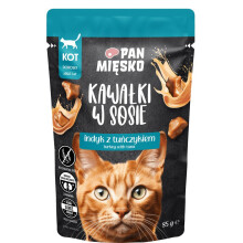 PAN MIĘSKO Pieces in sauce Turkey with tuna - wet cat food - 85g