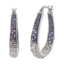 Amethyst hoop earrings 18K white gold graduated