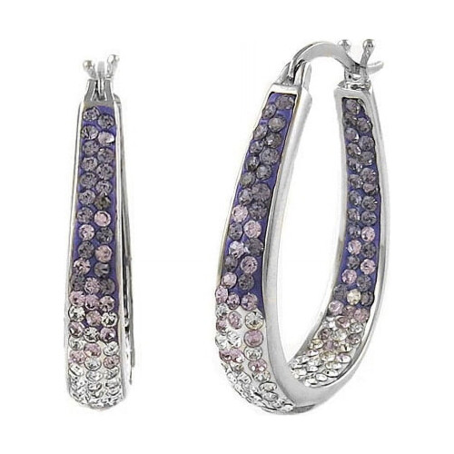 Amethyst hoop earrings 18K white gold graduated