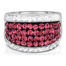 White Gold Plated Crystal Cocktail Ring Size 6-9