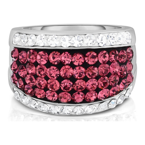White Gold Plated Crystal Cocktail Ring Size 6-9