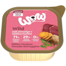 WOW | Nedves kutyaeledel | Tálca 150g - WOW Wild - szarvashús algával és édesburgonyával 150g