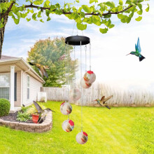 Hummingbird feeder wind chime design bee-proof outdoor