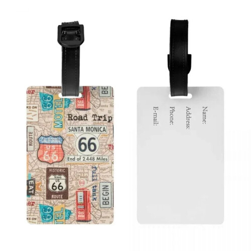 Vintage USA Highway Map Luggage Tags 4 Pack 2
