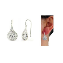 Sterling Silver Teardrop Earrings with White Crystal
