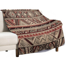 Soft Flannel Throw Blanket Red Beige Brown 70x80 Inch