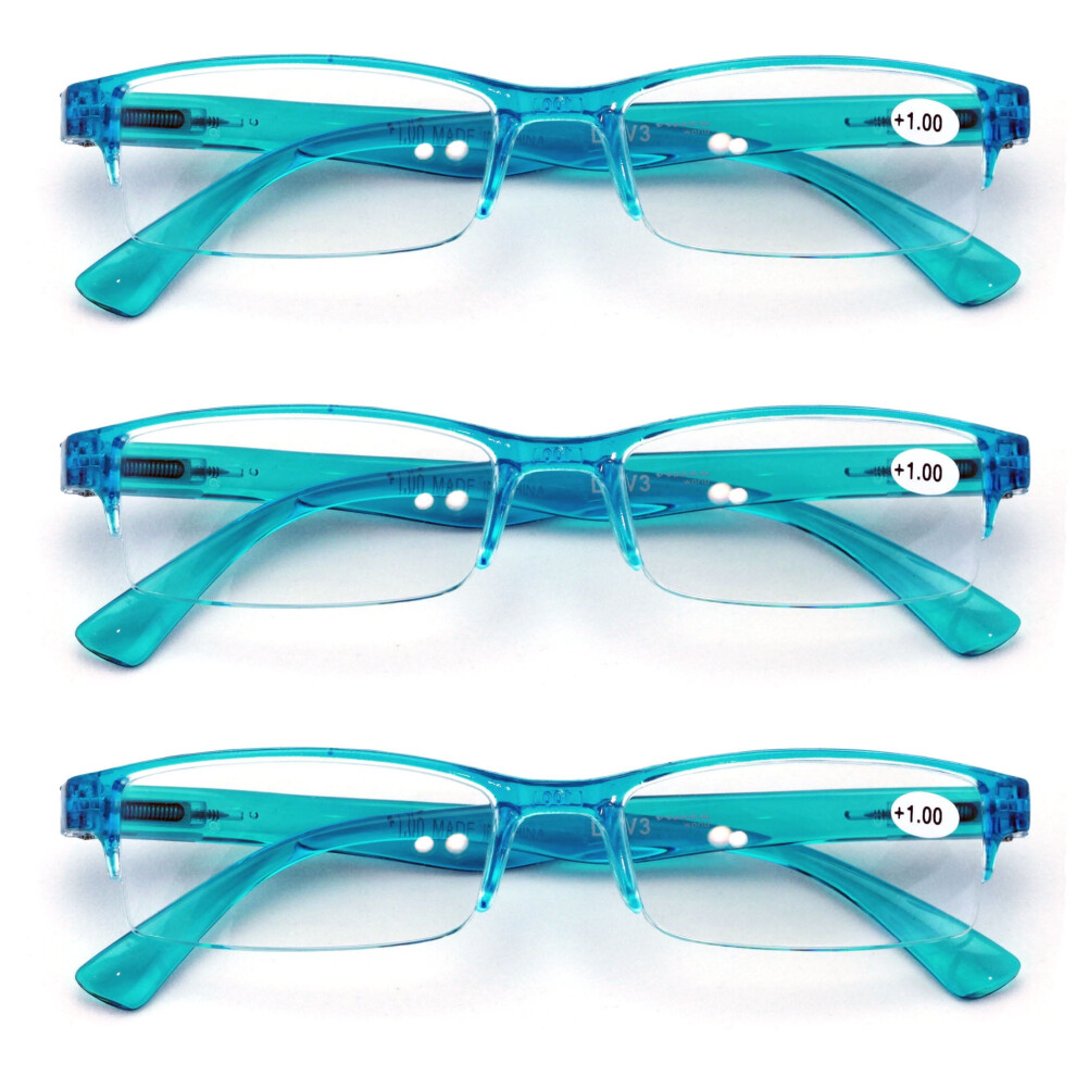 Reading Glasses Rectangular Lightweight Unisex 3 Pairs