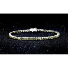 Peridot tennis bracelet white gold plated 8.00 ct 7.5 inch
