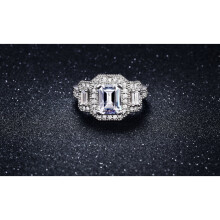 18k White Gold Plated Emerald Cut Cubic Zirconia Ring Size