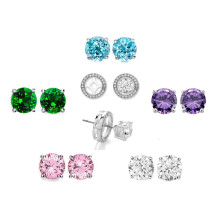 18K White Gold Halo Stud Earrings Set 5 Pairs