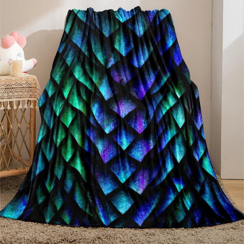 Manta de flanela com estampa de escamas de dragão, 127 x 152 cm (50 x 60 polegadas) 1
