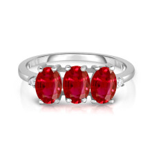 Sterling Silver Ruby Ring 3 Stone 3.00 CTTW