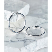 Sterling Silver French Lock Hoop Earrings 25mm
