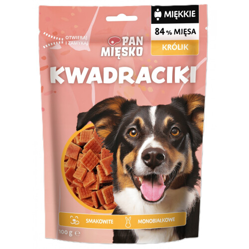 PAN MIĘSKO Squares Rabbit - dog treat - 100g