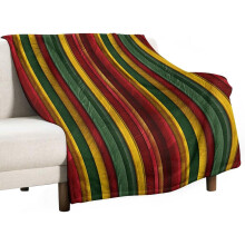 Burgundy Red Green Ochre Yellow Striped Throw Blanket 70x80