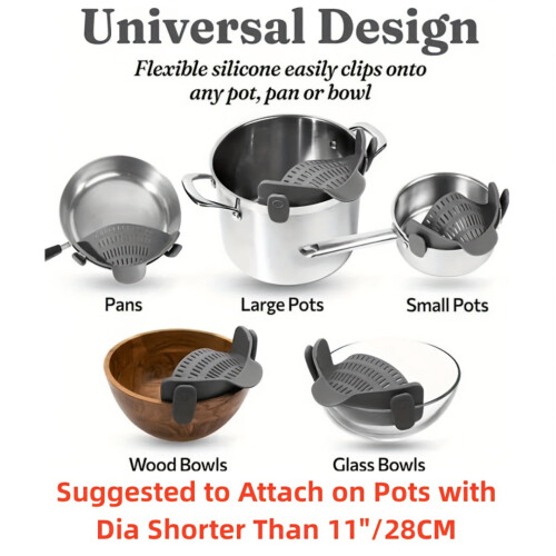 Silicone Pot Strainer Adjustable Clip-on 1 Piece 1