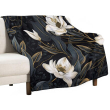 Botanical Black Throw Blanket Microfiber 30x40 inch