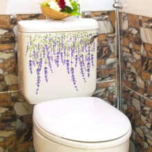 Purple lavender wall decal with floral grass and lettering,