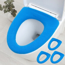 Toilet Seat Cushion Knitted Blue O-Shape One Size