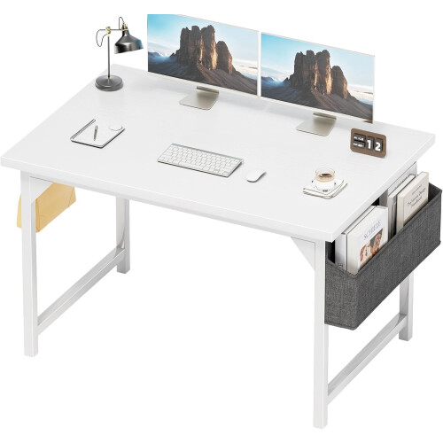 Computer Desk Wood Modern Simple 40 Inch White