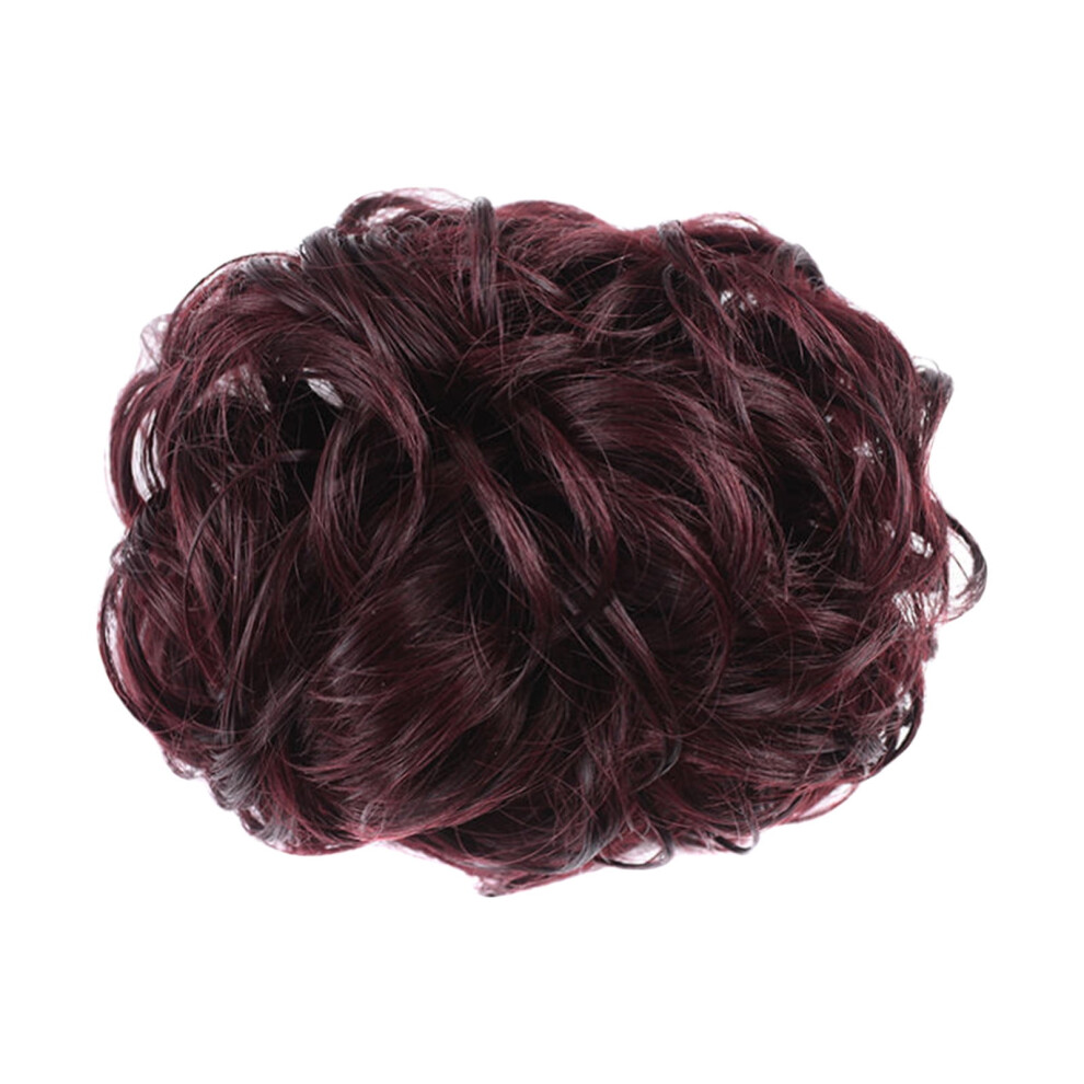 Women's curly clip-in hair ring wig with flower bud design