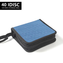 Portable CD DVD storage bag with 40-disc capacity blue