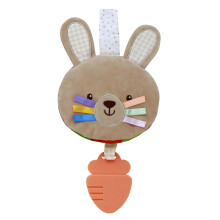 Livre d'activité doux Magic Years avec hochet et sangle de voyage pour bébé, 15 cm, Lapin Brun