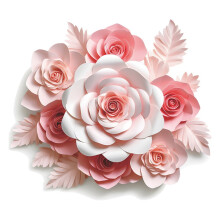 Pink 3D Watercolor Rose Wall Decals Fabric Floral Removable