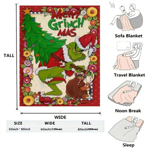 Manta macia e quentinha com estampa do Grinch (1 peça) 2