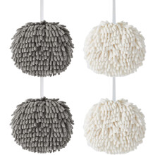 Chenille Hand Towels White Gray 4 Pack