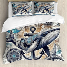 Nautical duvet cover set indigo amber 3-piece