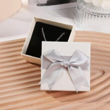 Gray bow white jewelry gift box for earrings ring necklace
