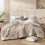 Boho Queen Comforter Set Beige Microsuede 3-Piece 1