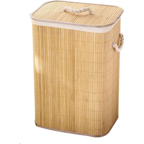 Laundry Hamper with Lid 72L Removable Liner Bamboo