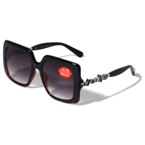 Women's oversized square bifocal reading sunglasses UV