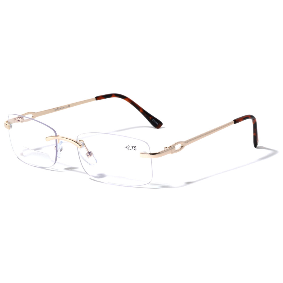 Men's bifocal rimless metal reading glasses +3.00