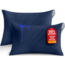 Utopia Bedding Waterproof Pillow Protectors Zippered King Size (2 Pack, Navy Blue), Zippered Pillowcases, Bed Bug Proof Pillow Encasement Covers 20 x