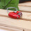 Mini heart-shaped resettable luggage padlock red 3-digit 1