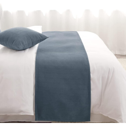 Bed Runner Chenille Blue Modern Single Layer 1