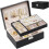 Wattne Jewelry Box PU Leather Double Layer Black 1
