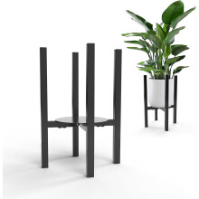 Plant Stands Black Metal Adjustable 2-Pack