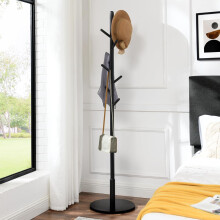 Solid Wood Coat Hanger Stand Black 1 Piece