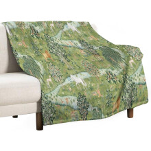 William Morris Forest Throw Blanket Flannel 40x50 Inch Green