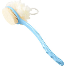 Back Scrubber with Bristles and Loofah Blue